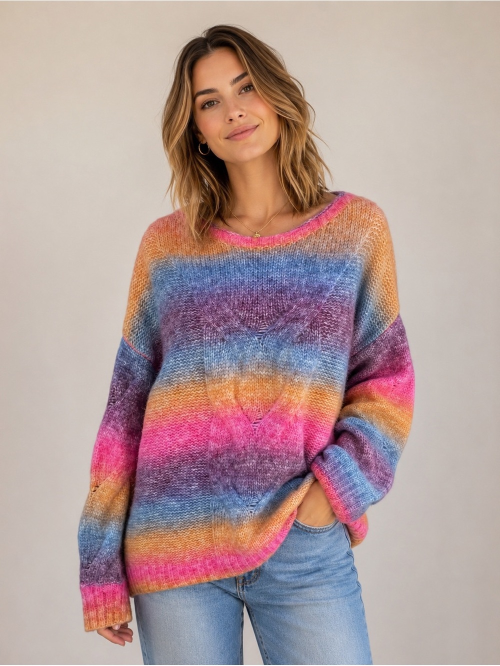 Entro Rainbow Knit Sweater